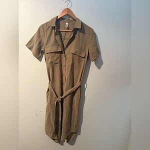 Soyaconcept Elegant Tan Button-Up Dress